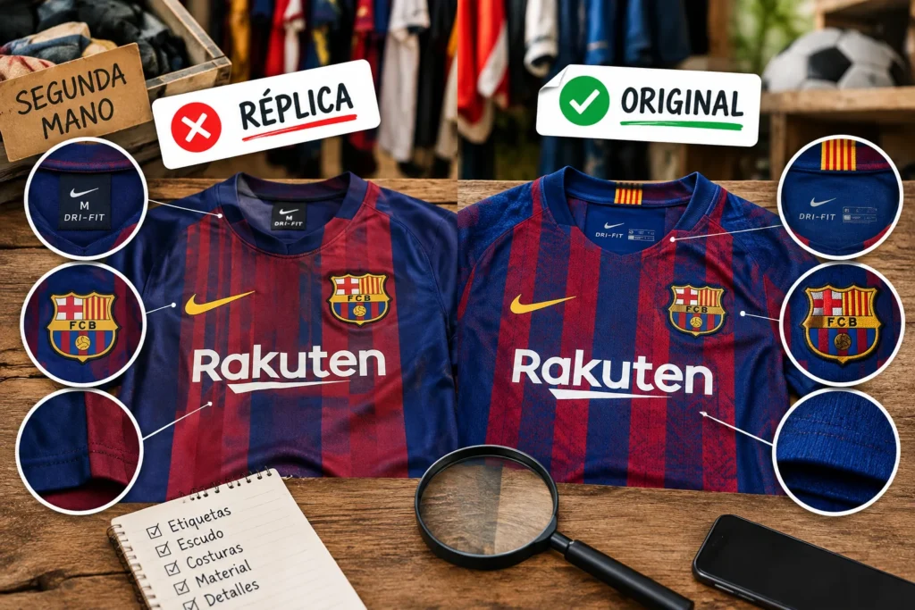 réplica u original camiseta segunda mano